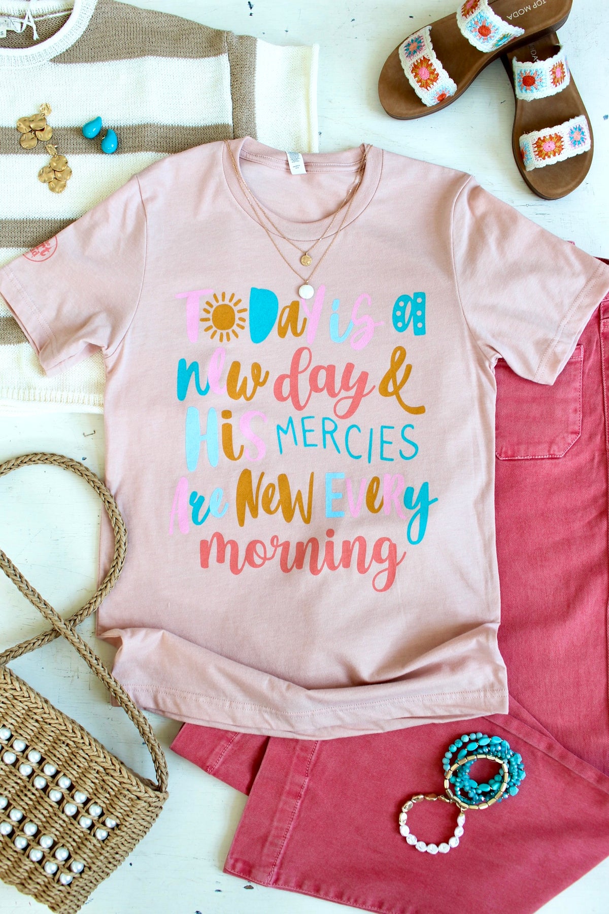 His Mercies Are New Every Morning Graphic Tee • Light Peach