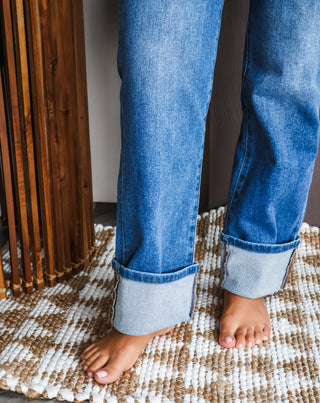 Laine Cuffed Straight Leg • Medium Wash
