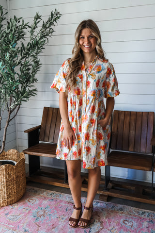 Poppy Fields Pocket Dress • Cream Floral