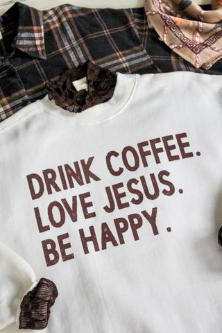 Drink Coffee Mock Neck Sweatshirt • Ivory