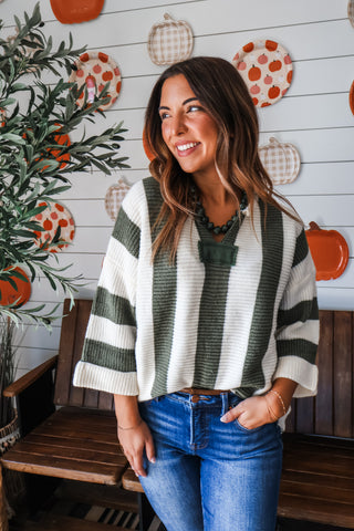 Harvest Stripes Sweater • Olive