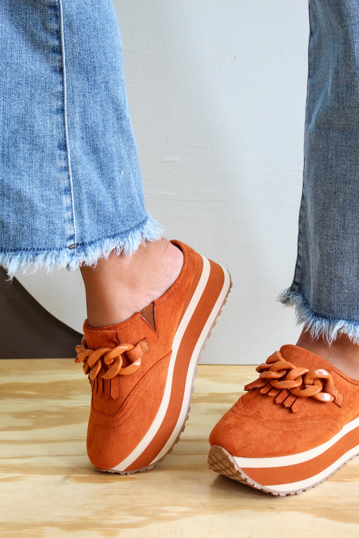 Chunky Chain Platform Loafer • Spiced Orange