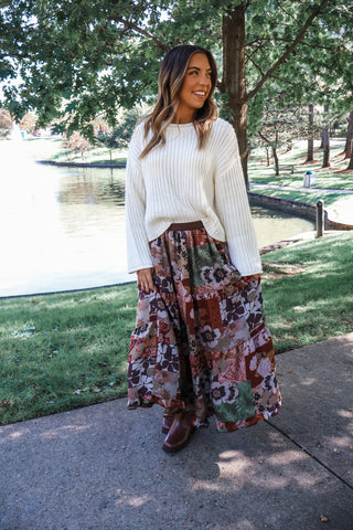Bountiful Harvest Ruffle Skirt • Brown Floral