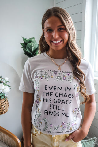 His Grace Still Finds Me Graphic Tee • Taupe