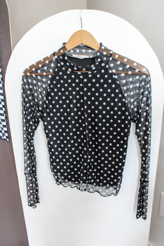 Pretty In Polka Dots Mesh Top • Black