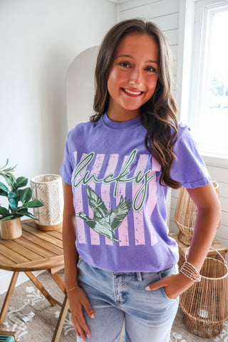 Lucky Duck Graphic Tee • Violet