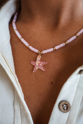 Starfish Island Beaded Necklace • Iced Pink