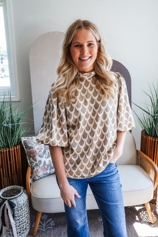Fall Frenzy 1 • Taupe Satin Bow Blouse - FINAL SALE