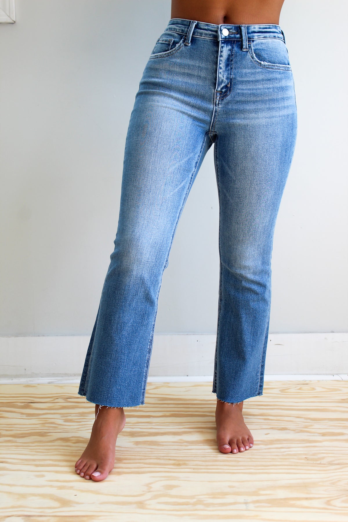 Bella High Rise Kick Flare • Medium Wash