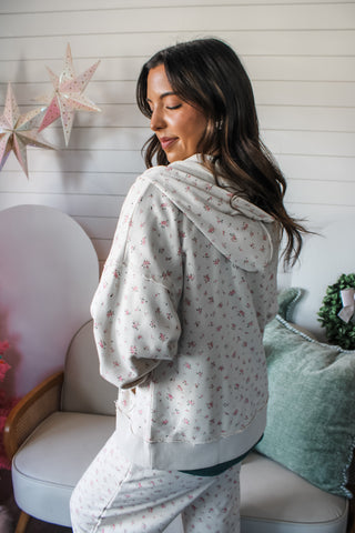 Winter Wishes Floral Hoodie • Cream