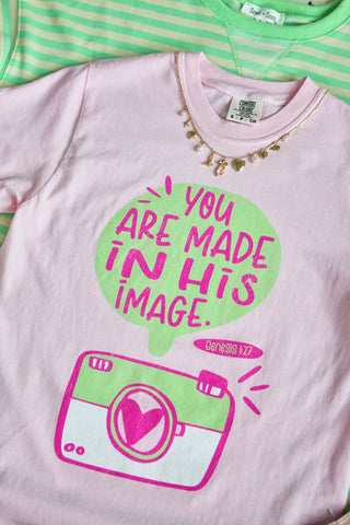 You Are Made In His Image Graphic Tee • Pink