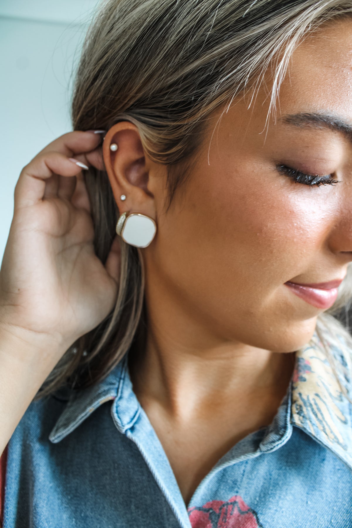 Elevated Staple Earrings • White - FINAL SALE