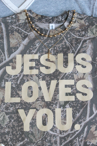 Jesus Loves You Graphic Tee • Camo
