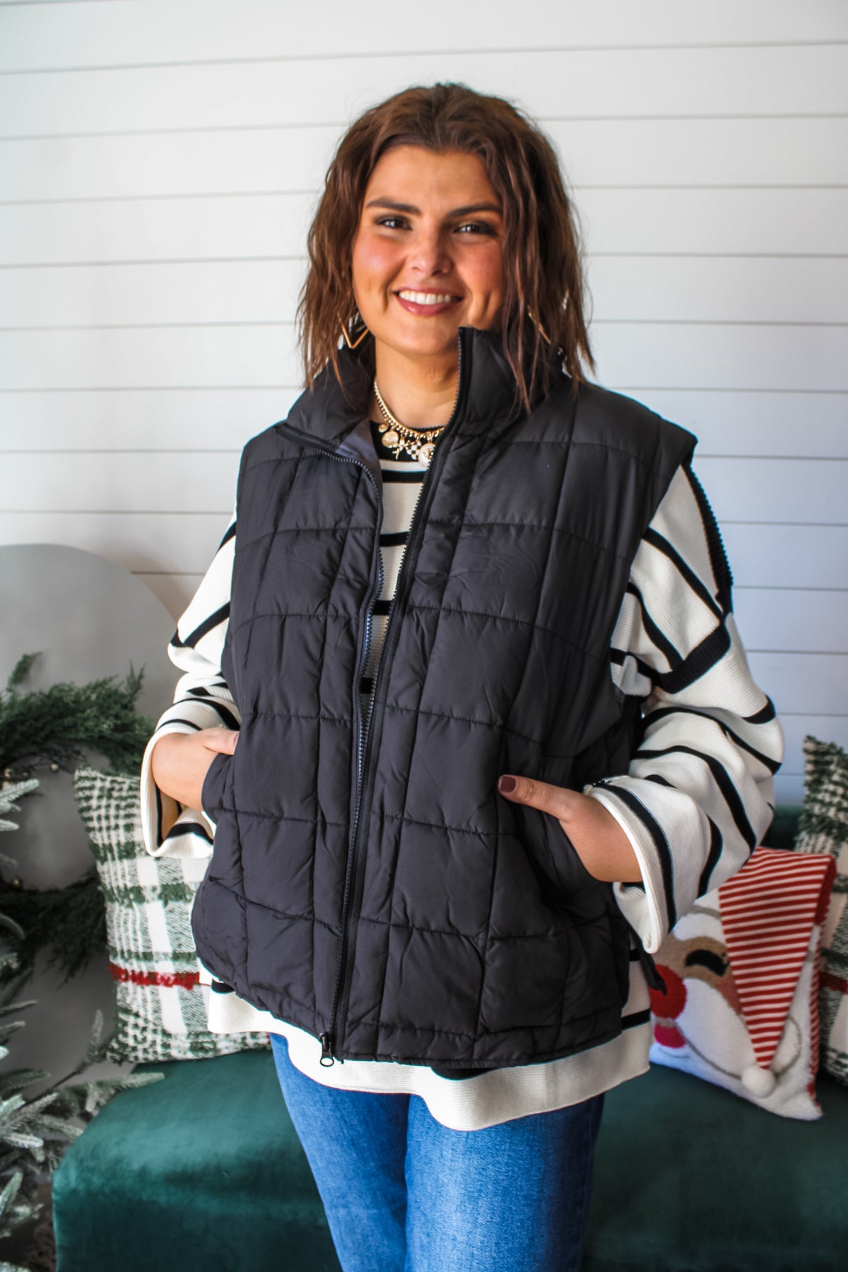 Cozy Classic Quilted Puffer Vest • Black - PLUS