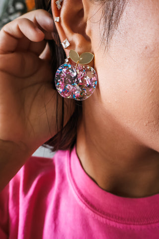 Let Everyday Sparkle Apple Earrings • Pink Mix