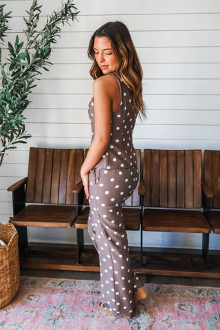 Polka Dot Chic Pant Set • Mocha - FINAL SALE