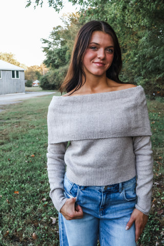 Skyline Off-Shoulder Sweater • Light Taupe