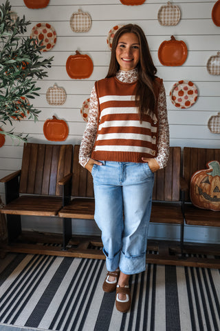 Taking Sides Sweater Vest • Rust Stripe