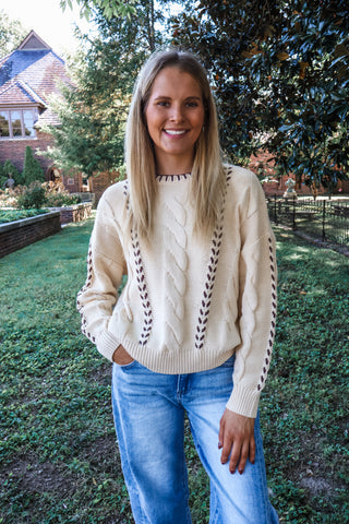 Stitched In Style Cable Sweater • Cream