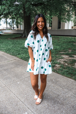 Spot Of Sunshine Pocket Dress • Green Dot