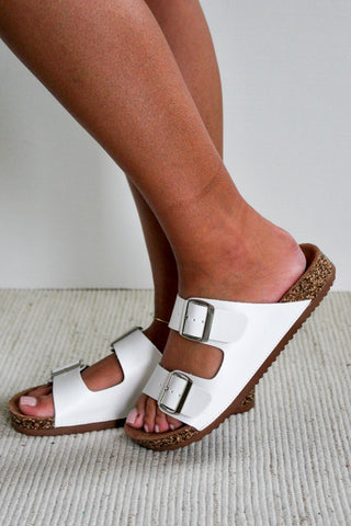 Brooke Buckle Strap Sandal • White