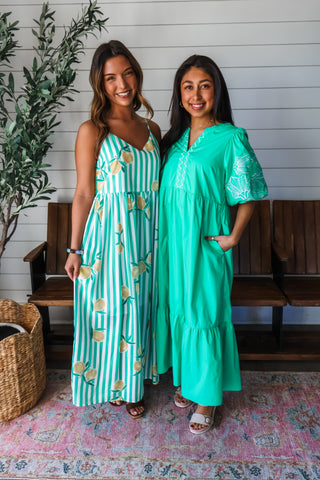 Lemon Drop Stripes Pocket Dress • Green - FINAL SALE