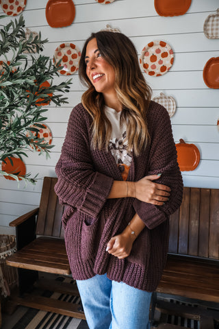 Gather Together Chenille Cardigan • Espresso