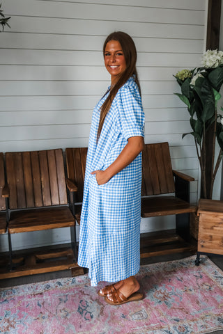 Sunny Steps Gingham Dress • Blue