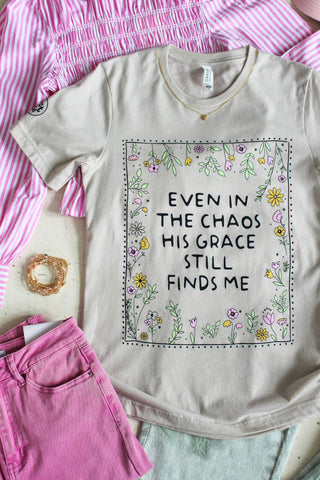His Grace Still Finds Me Graphic Tee • Taupe