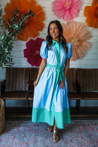 Block Party Shirtdress • Blue/Green