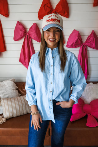The Striped Poplin Shirt • Blue