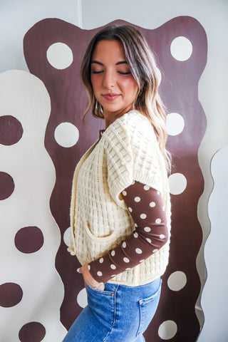 A Cozy Charm Waffle Cardigan • Yellow