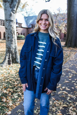 Imogene Oversized Denim Jacket • Dark Indigo