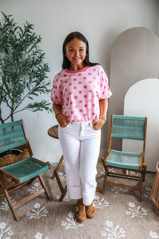 Poppy Polka Dot Pullover • Pink