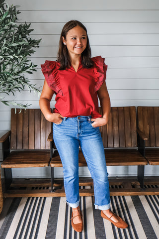 Remember Me Ruffle Top • Crimson