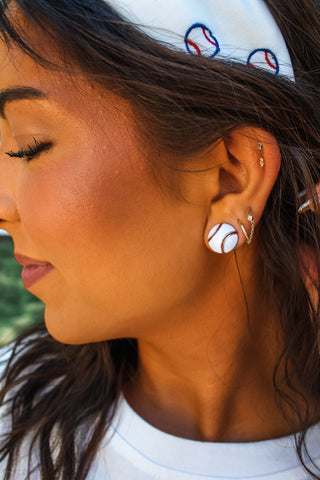 Home Run Baseball Stud Earrings • Silver