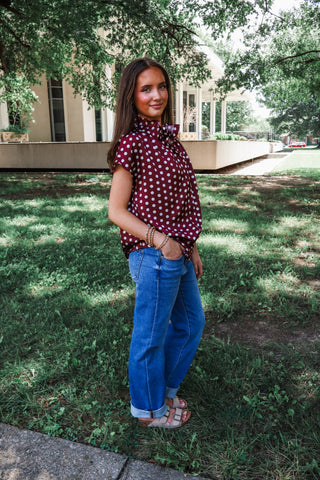 Class Act Polka Dot Top • Wine