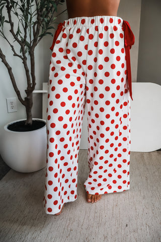 Out of your league • red polka dot pants • tie