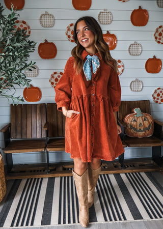 Perfect Fall Escape Shirtdress • Burnt Orange