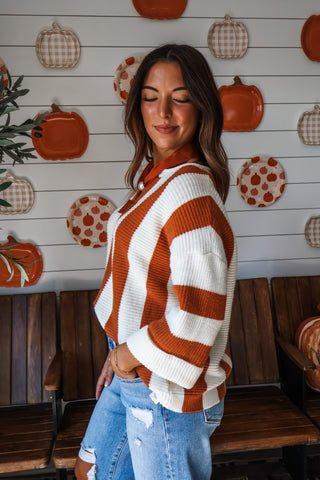 Harvest Stripes Sweater • Burnt Orange