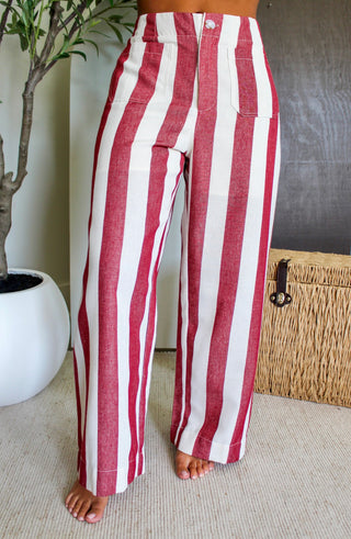 Cabo Striped Pants • Cream/Red