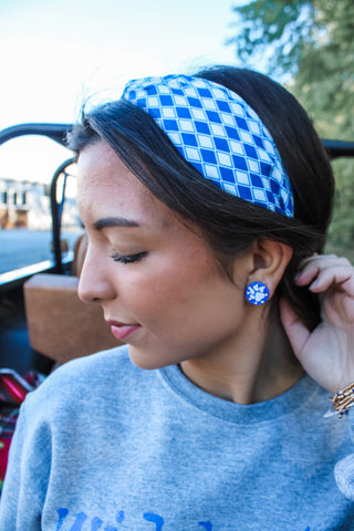 Big Blue Holiday Headband • White/Blue