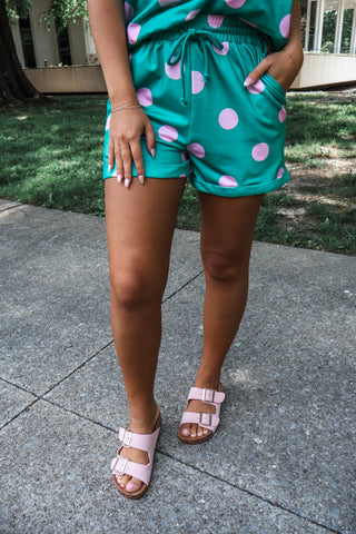 Playful Pop Short Set • Green/Pink
