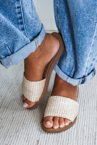Marina Raffia Slides • Natural