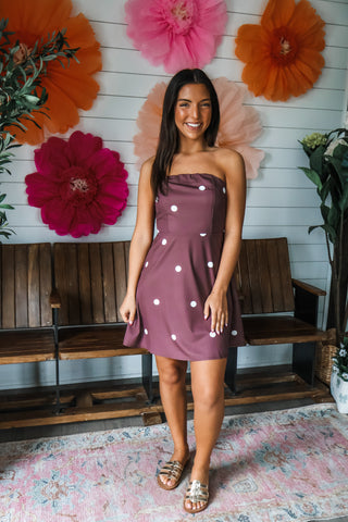 Daytime Date Strapless Mini • Chocolate Dot