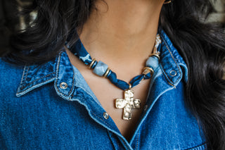 Best Blessing Scarf Necklace • Navy