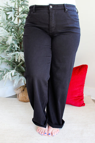 Walker Relaxed Barrel Jean | Tummy Control • Black - PLUS