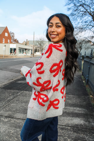 Always Believe Bow Cardigan • Red