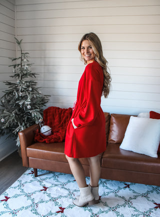Downtown Darling Pocket Dress • Red