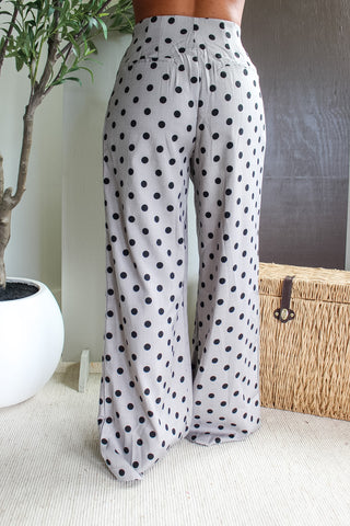 Pleated Polka Dot Trouser Pants • Grey